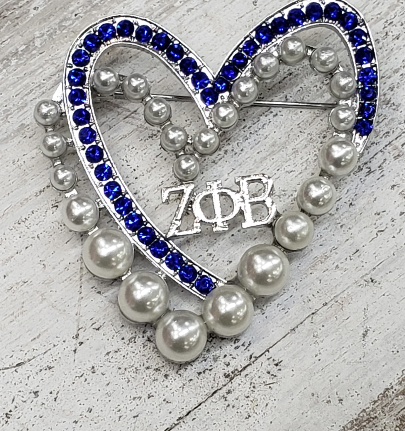Zeta Phi Beta Heart Pearl Pin