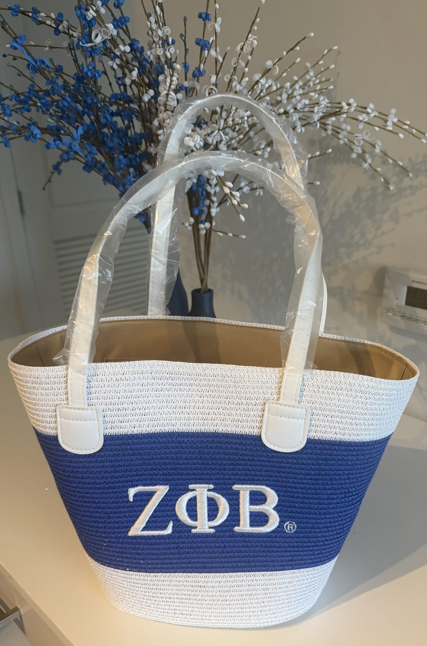 Zeta Phi Beta Straw Tote Bag